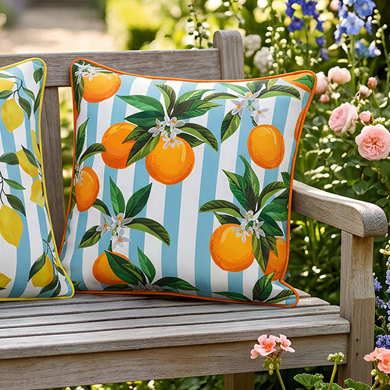 Summer Oranges Canvas Outdoor Cushion (43cm x 43cm)