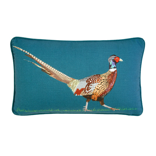 Pheasant Teal Printed Cushion (30cm x 50cm)