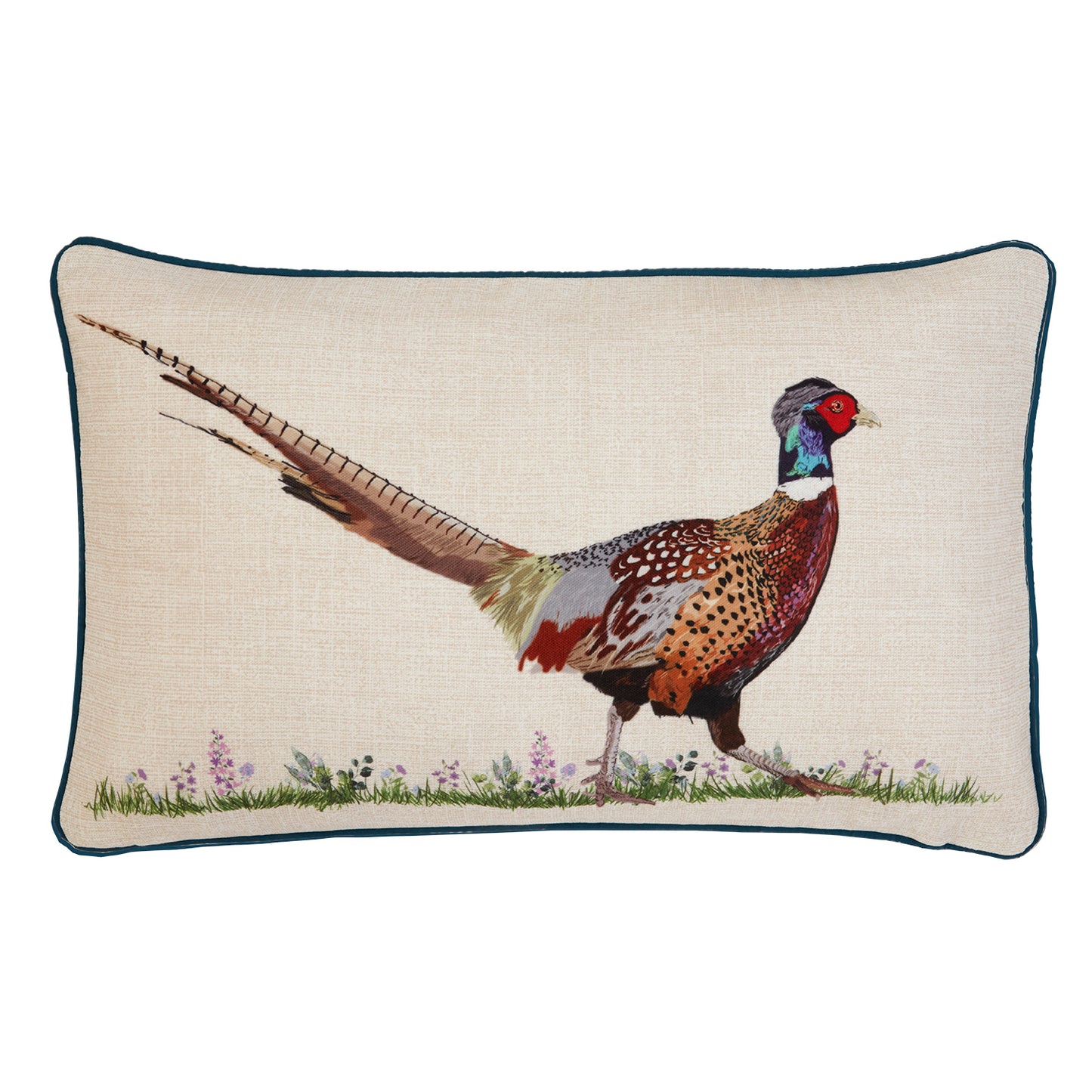 Pheasant Natural Printed Canvas Cushion (30cm x 50cm)