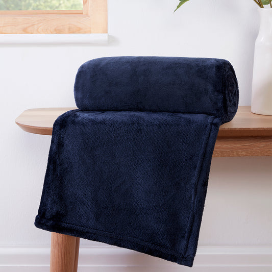 Luxor Navy Fleece Throw (120cm x 150cm)
