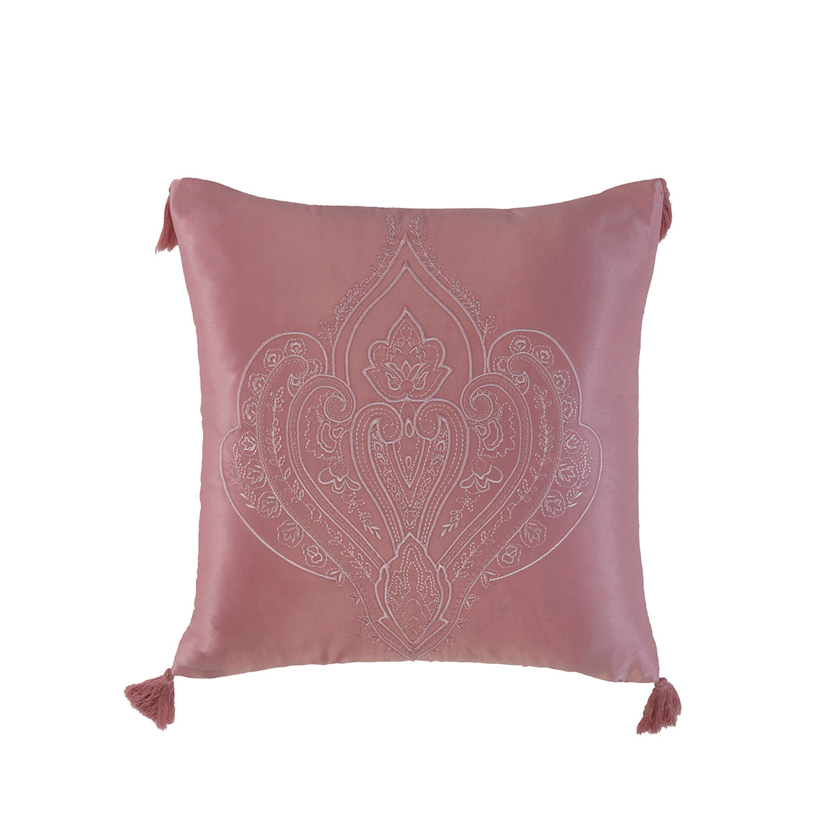 Regency Blush Embroidered Matt Satin Cushion (40cm x 40cm)