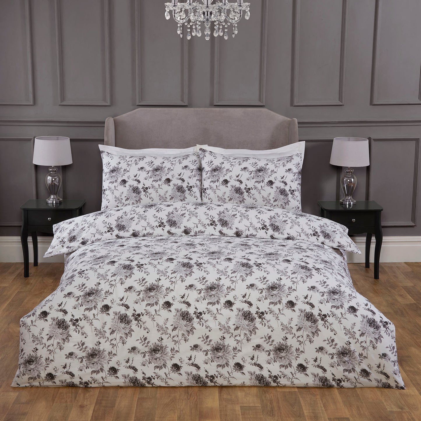 Verity Mono Grey 200 Thread Count Cotton Duvet Set