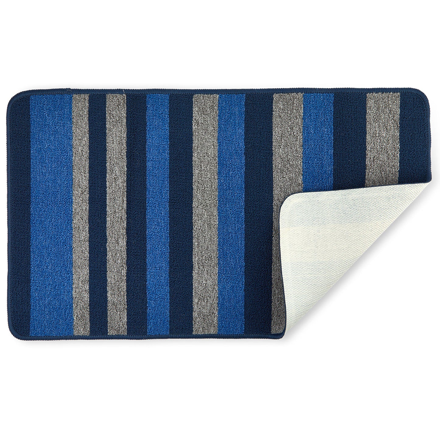 Jersey Contrast Blue Stripe 2 Piece Bath Mat Set