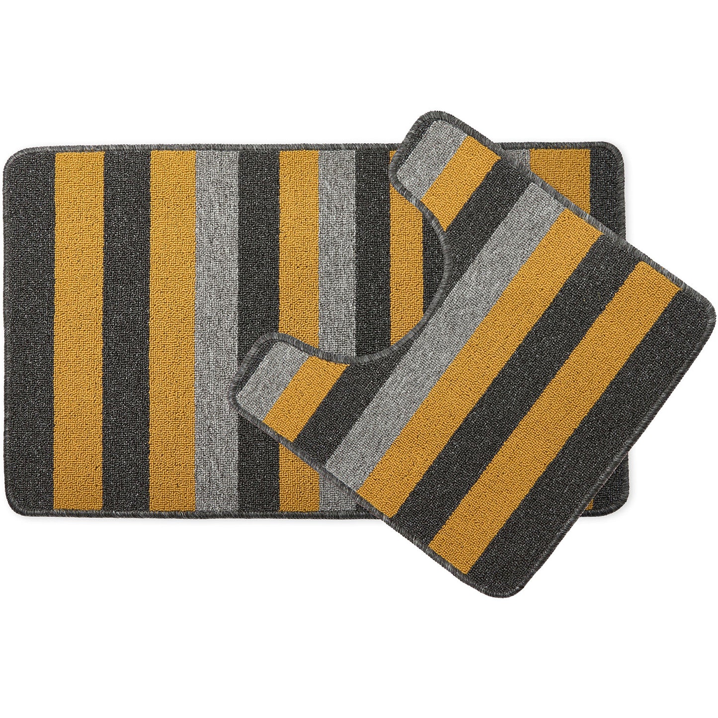 Jersey Contrast Yellow Stripe 2 Piece Bath Mat Set