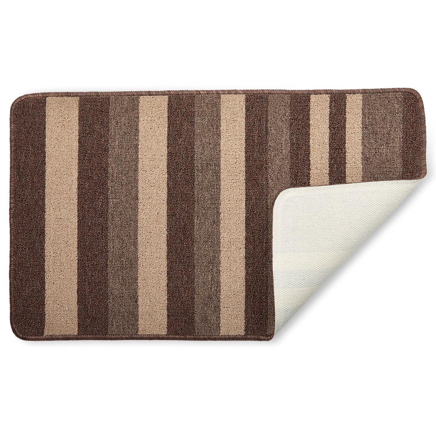 Jersey Contrast Taupe Stripe 2 Piece Bath Mat Set