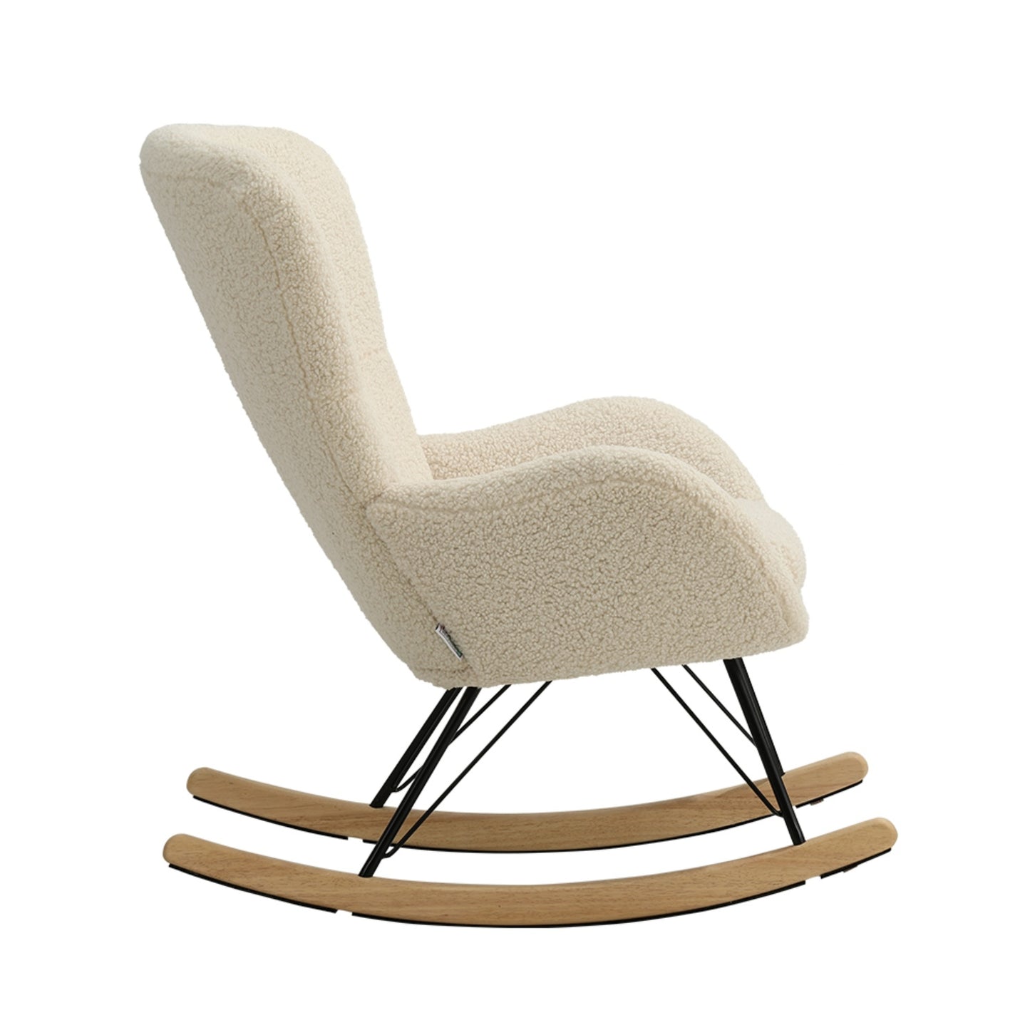 Modern Faux Wool Beige Upholstered Rocking Chair