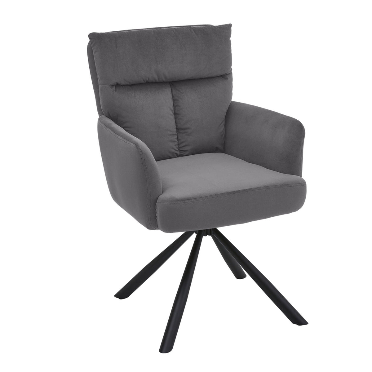 Dark Grey Contemporary Upholstered Swivel Armchair