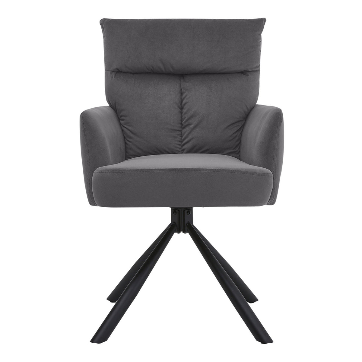 Dark Grey Contemporary Upholstered Swivel Armchair