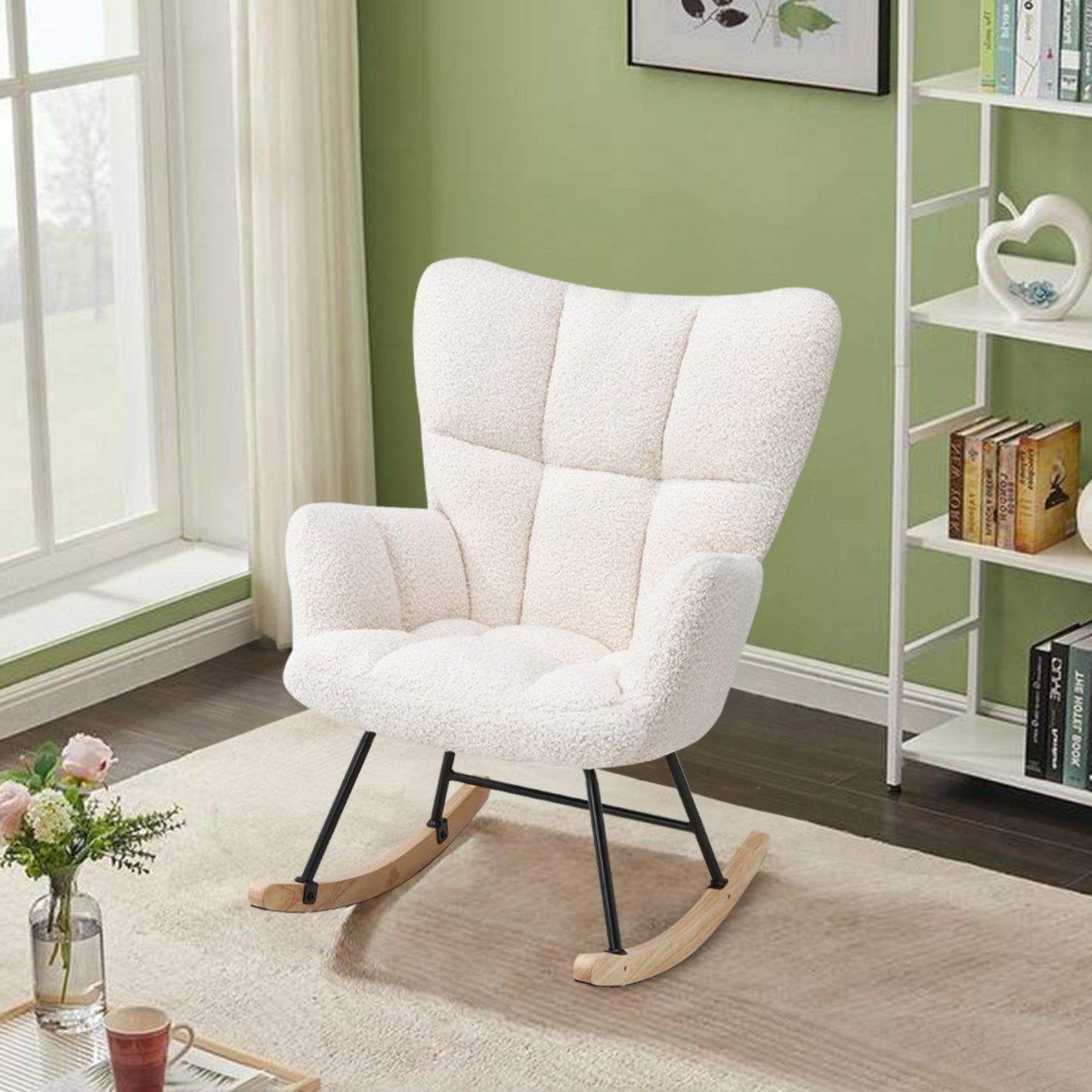 Sherpa White Tufted Rocking Chair