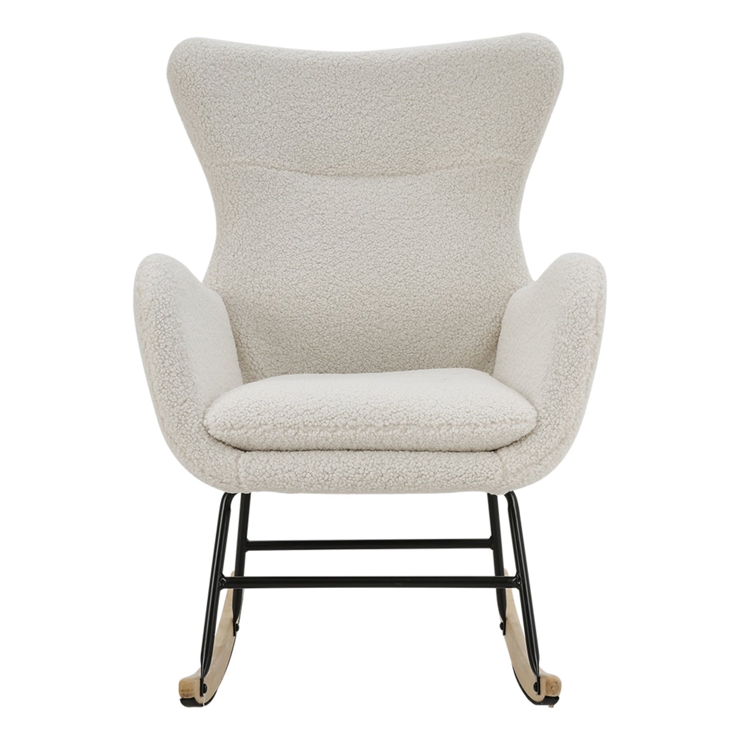 Sherpa Upholstered White Rocking Chair