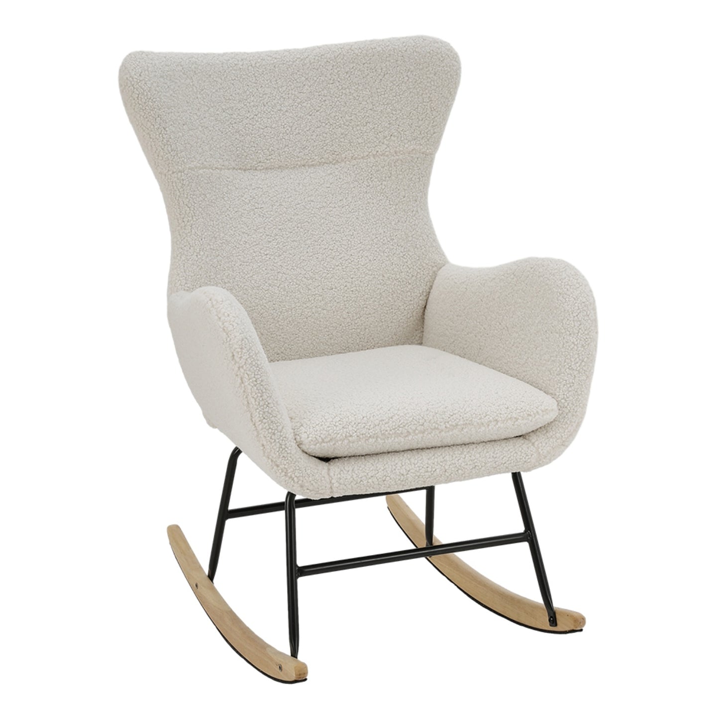 Sherpa Upholstered White Rocking Chair