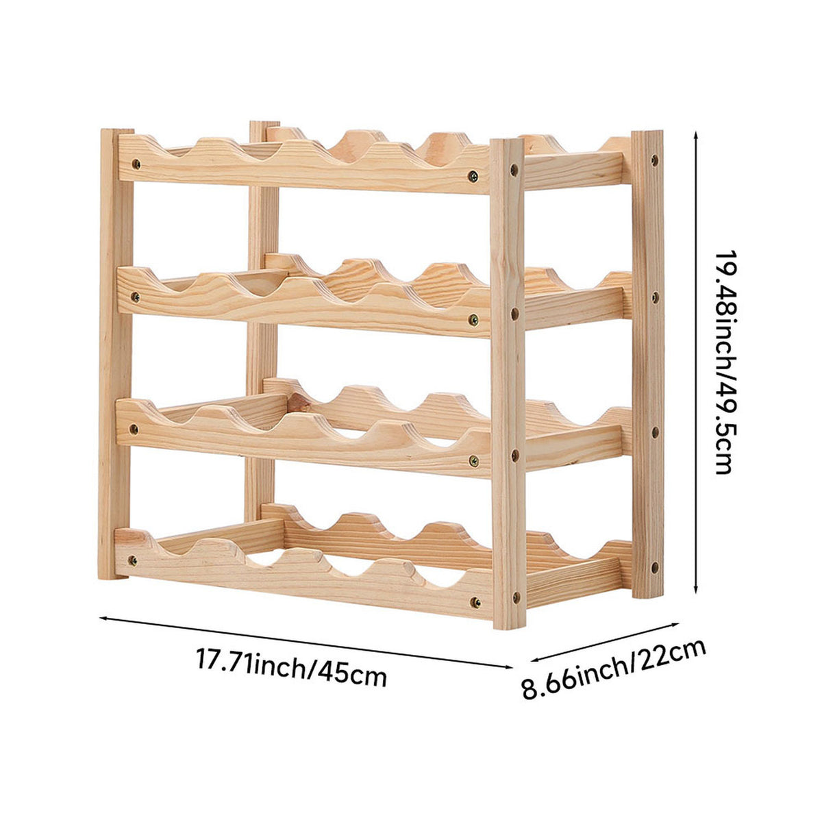 Natural Bamboo Wine Rack for 16 Bottles