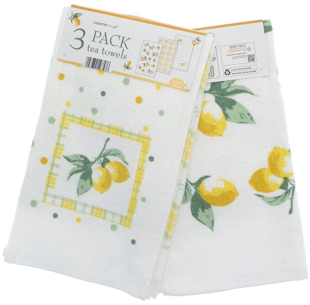 Country Club Lemons Cotton Tea Towels 3-Pack