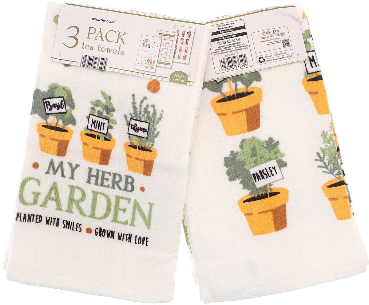 Country Club My Herb Garden Velour Tea Towels 3-Pack