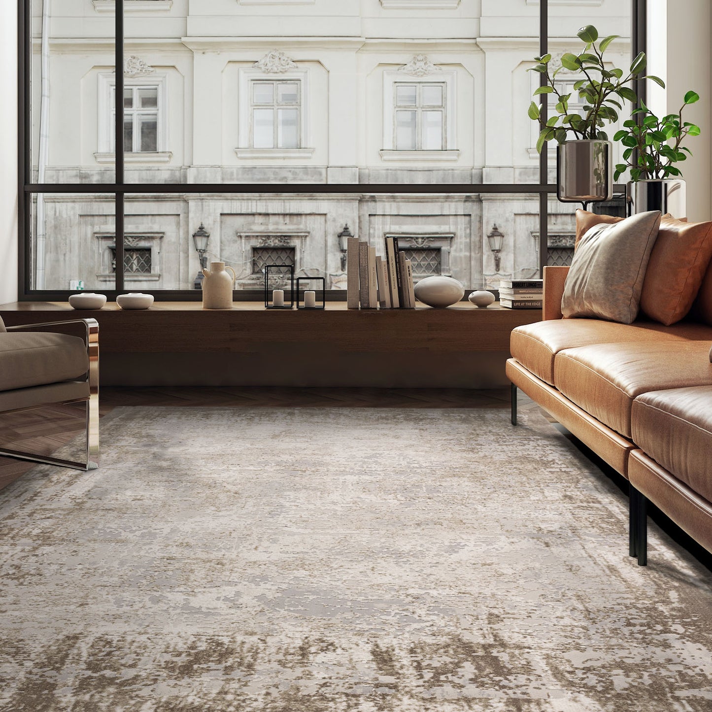 Kuza Border Beige Rug