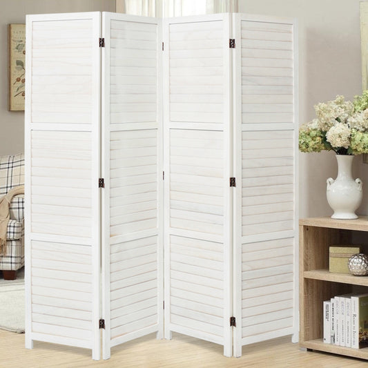 Solid Wood 4-Panel Folding Room Divider Screen