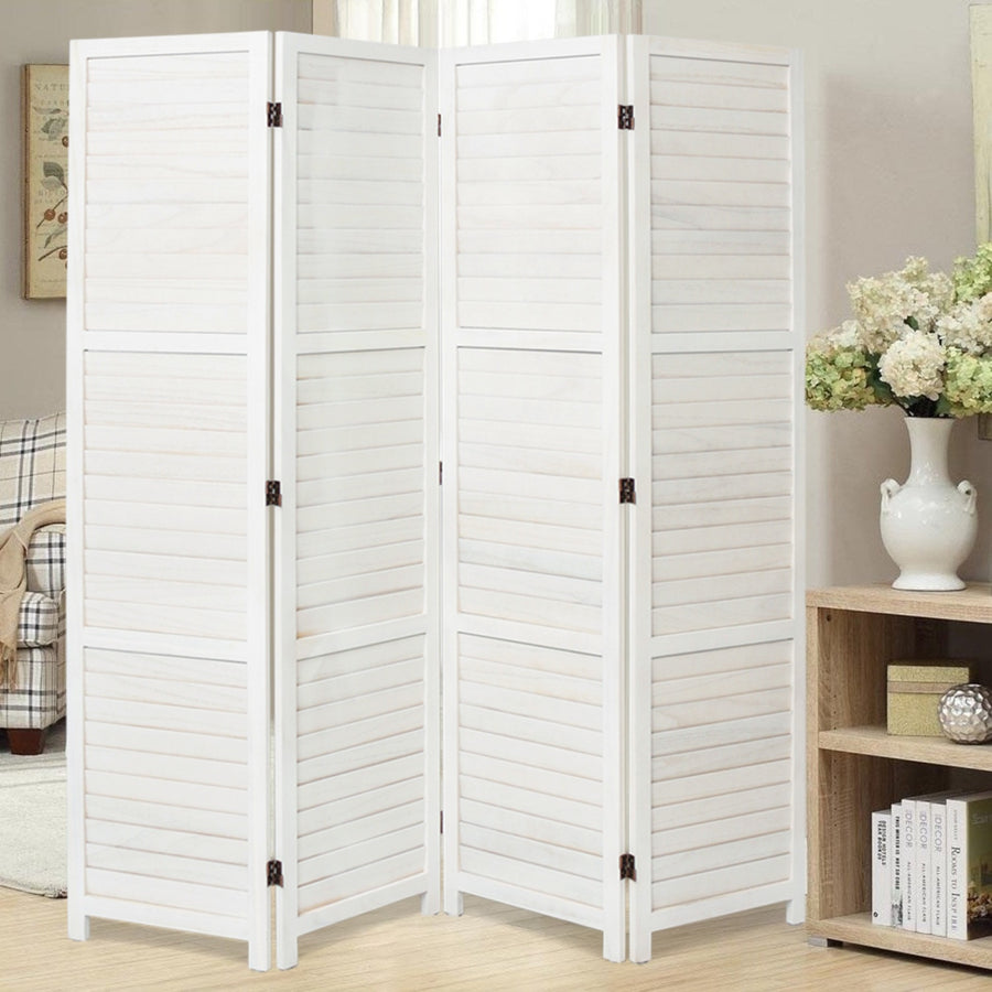 Solid Wood 4-Panel Folding Room Divider Screen