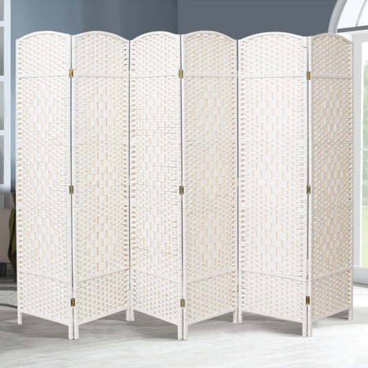 Folding Room Divider Wood Fabric Screen