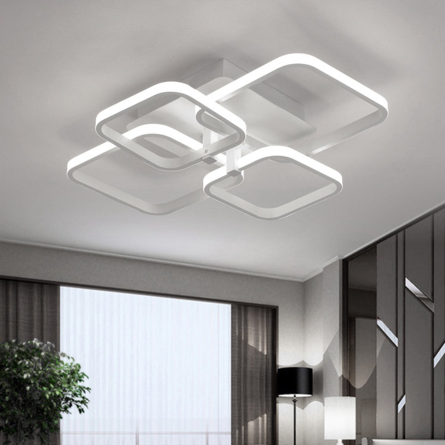 White Minimalist LED Semi-Flush Ceiling Light