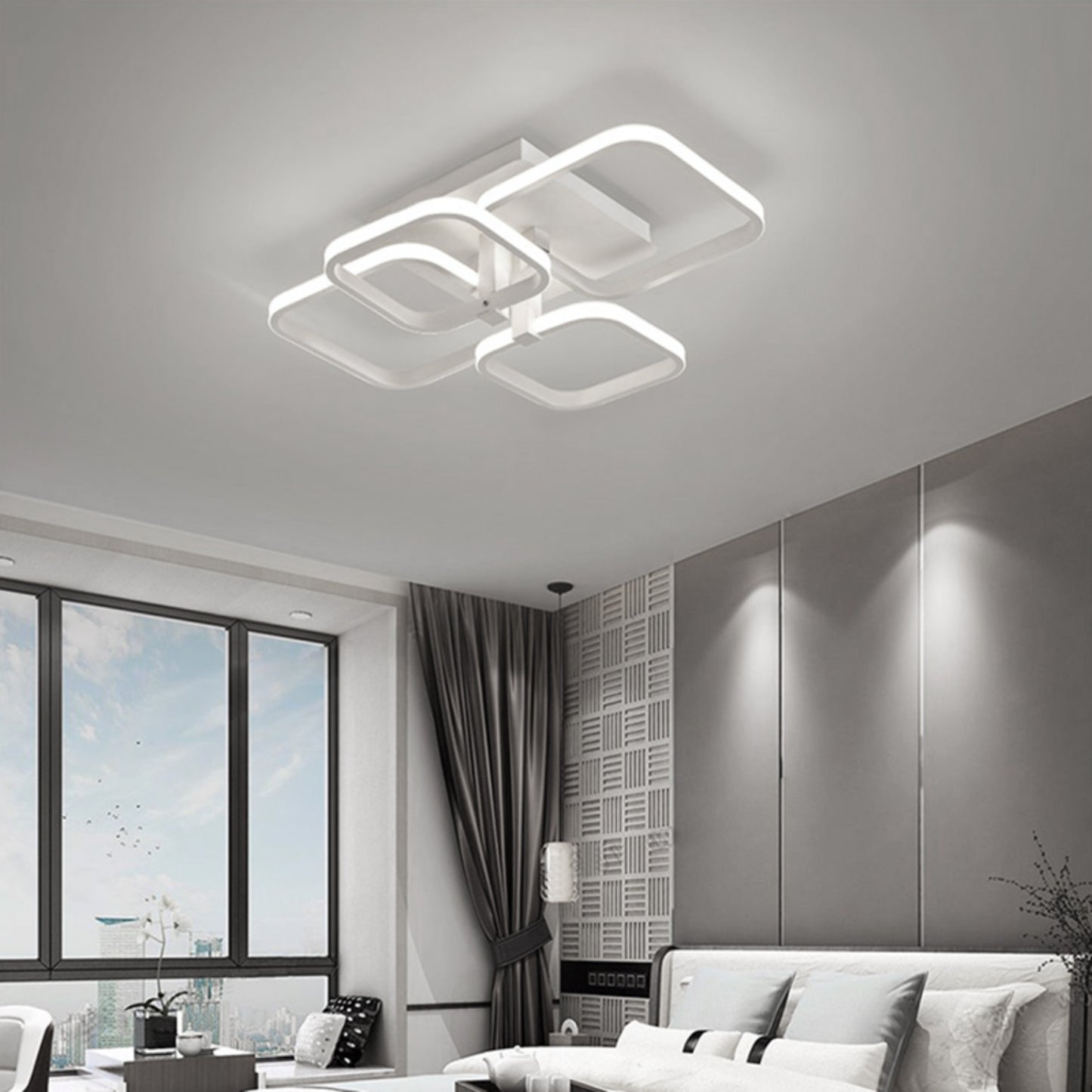 White Minimalist LED Semi-Flush Ceiling Light
