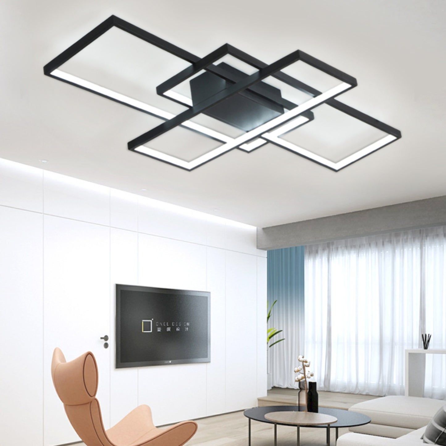 Semi-Flush LED Ceiling Light Stacked Rectangles