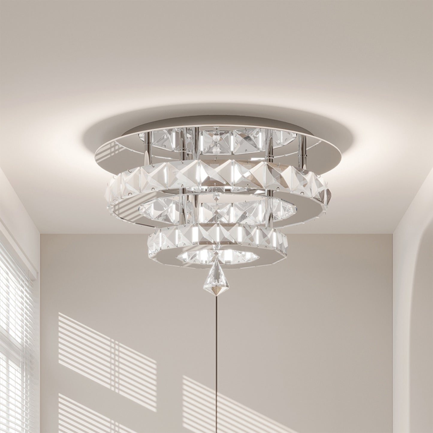 Chrome Crystal 30W LED Semi-Flush Ceiling Light