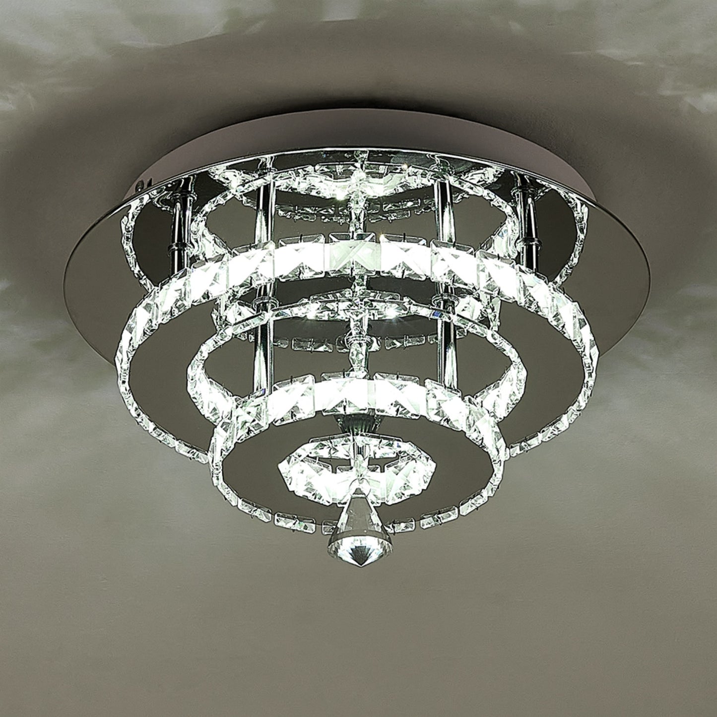 Chrome Crystal 30W LED Semi-Flush Ceiling Light