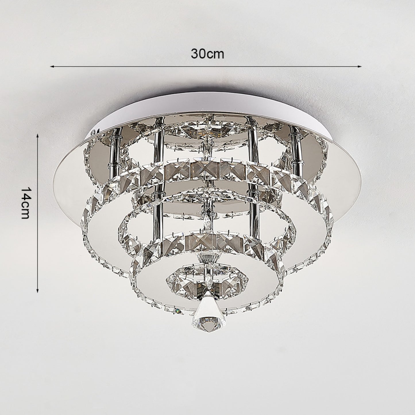 Chrome Crystal 30W LED Semi-Flush Ceiling Light