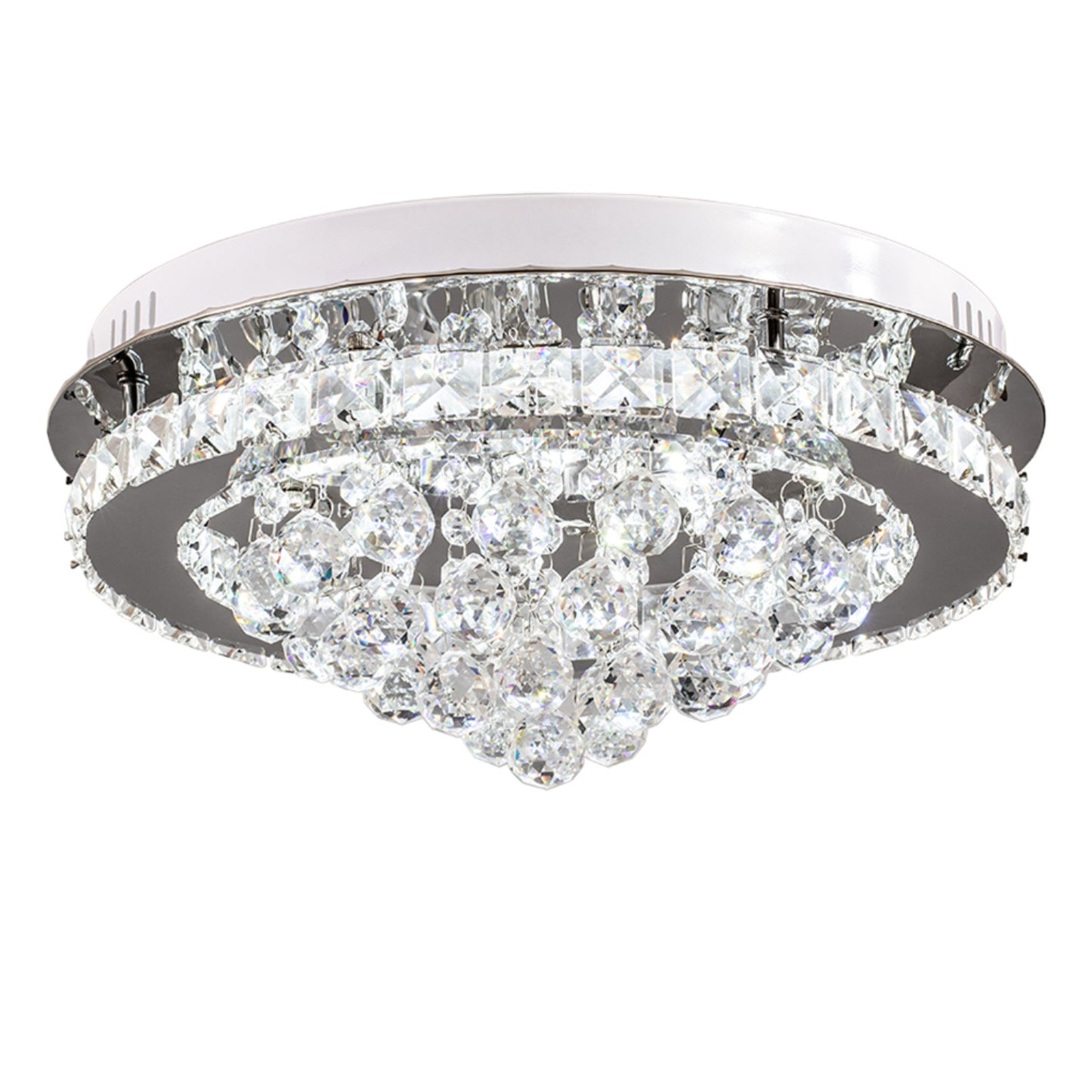 Round Crystal Droplet LED Semi Flush Ceiling Light