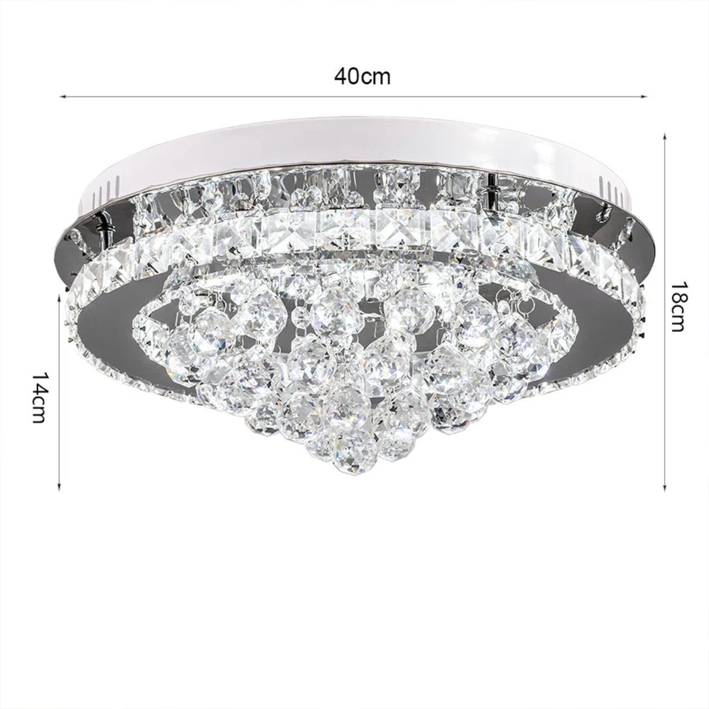 Round Crystal Droplet LED Semi Flush Ceiling Light