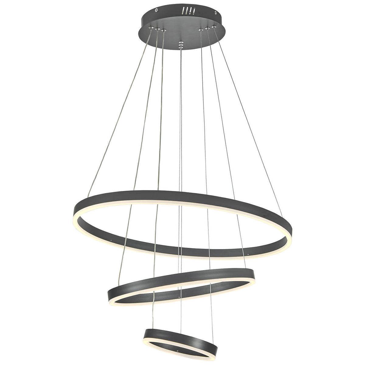 3 Ring LED Black Pendant Light with Remote Control