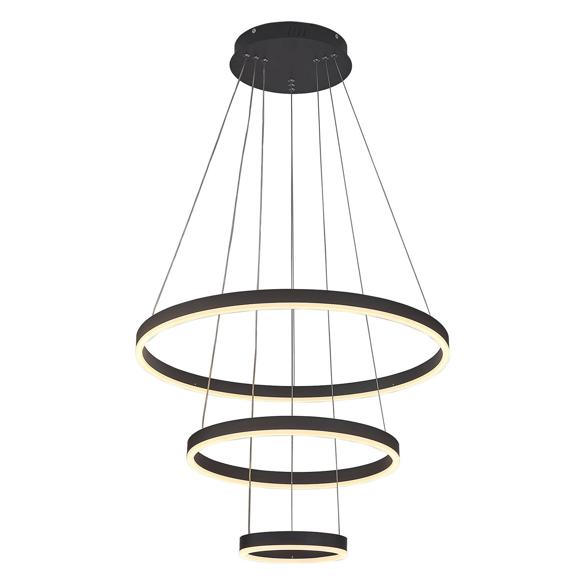 3 Ring LED Black Pendant Light with Remote Control