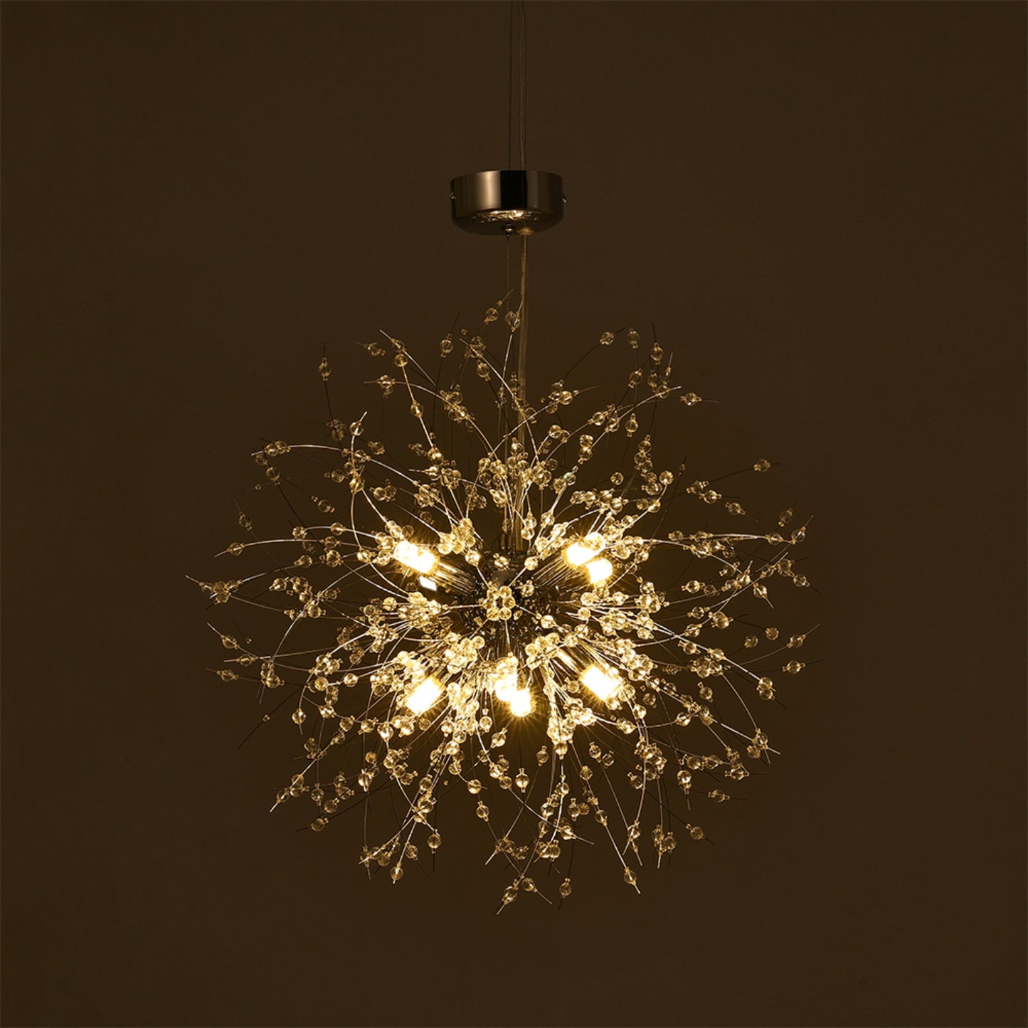 Dandelion-Style Chrome Crystal Pendant Light