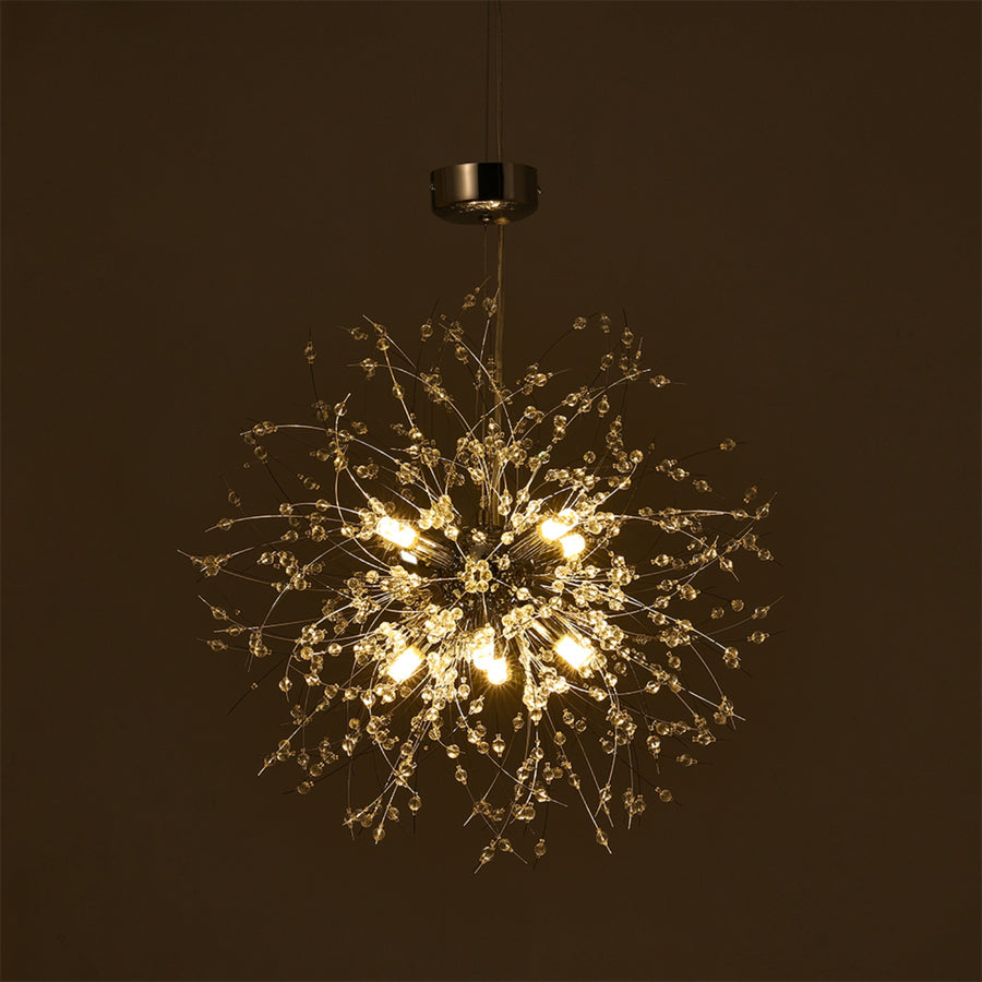 Dandelion-Style Chrome Crystal Pendant Light