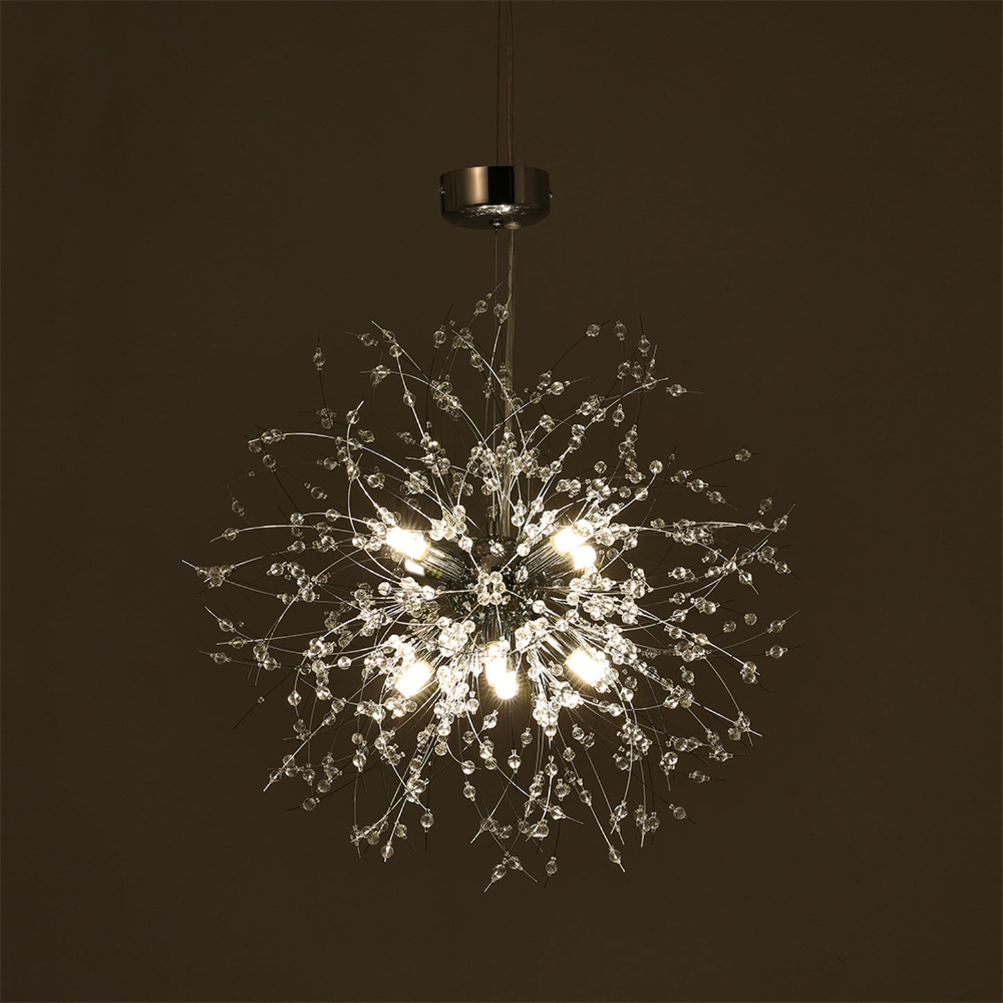 Dandelion-Style Chrome Crystal Pendant Light