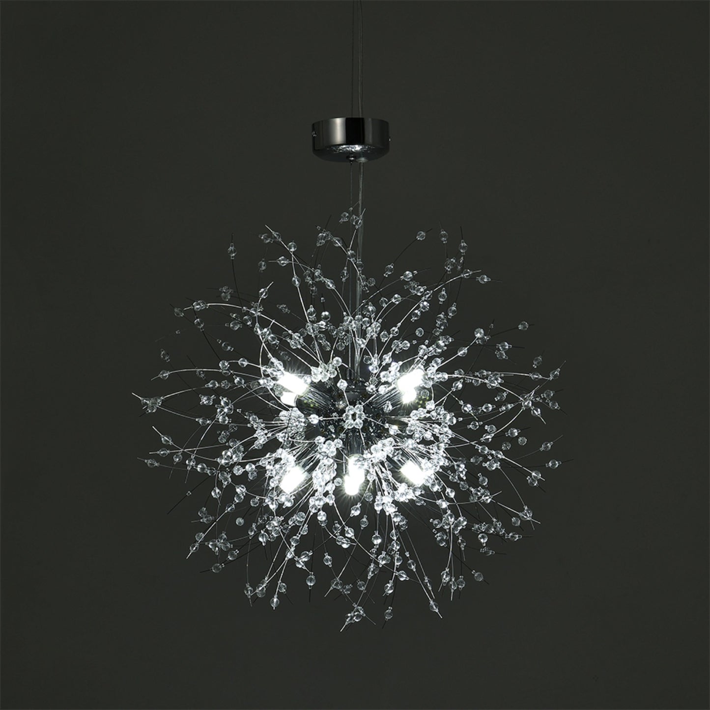 Dandelion-Style Chrome Crystal Pendant Light