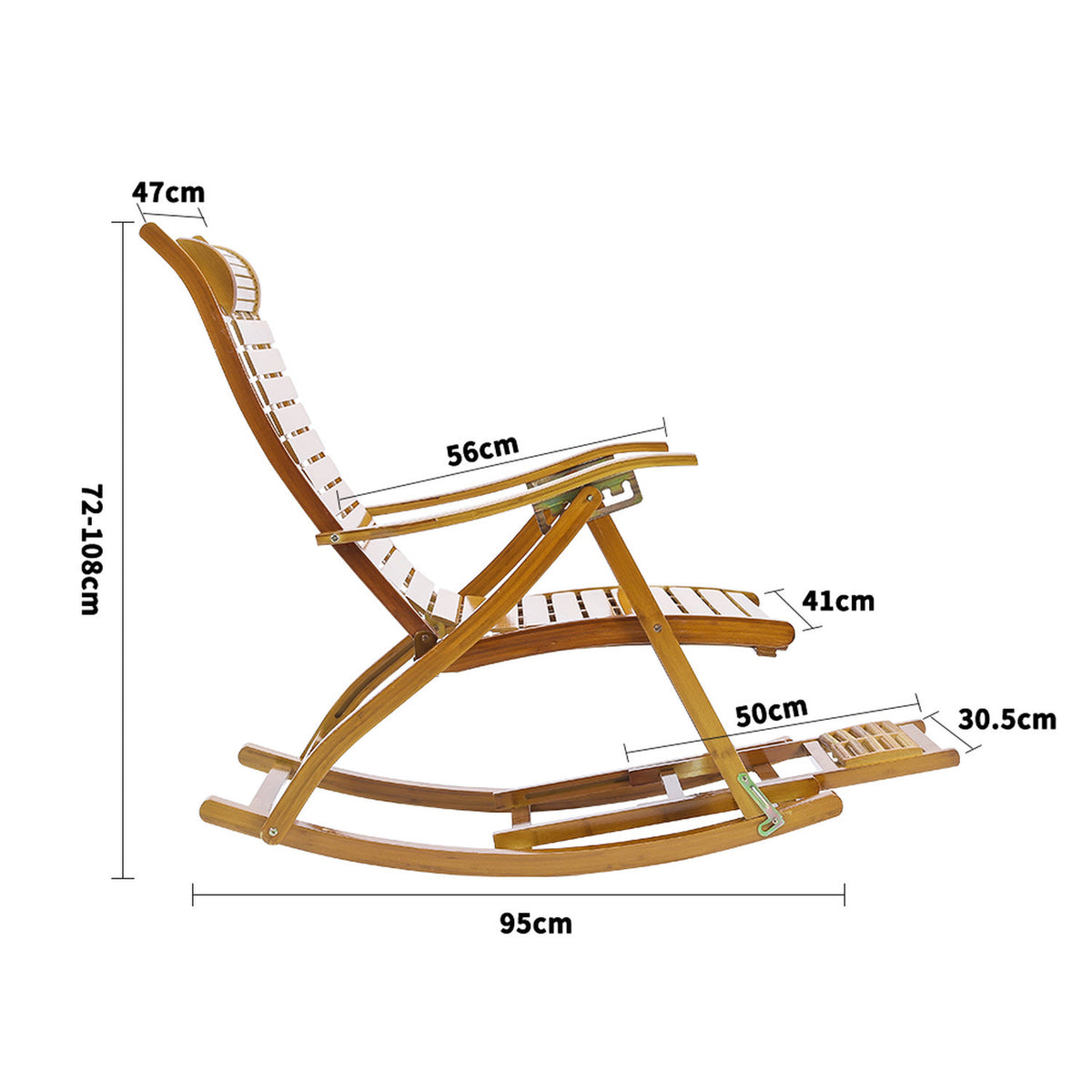 Natural Bamboo Foldable Rocking Chair Recliner
