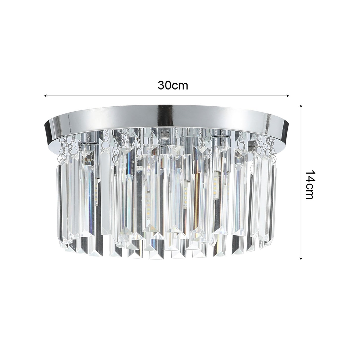 Chrome Crystal 4-Light Ceiling Light 30cm