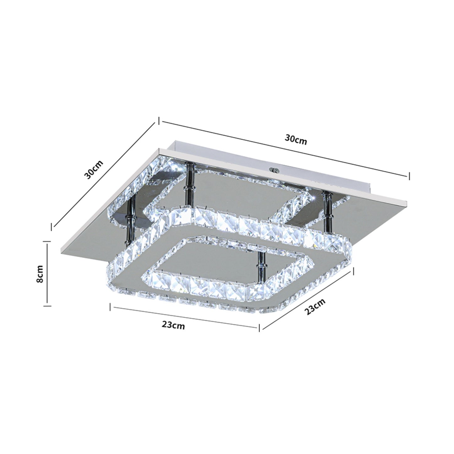 30cm Chrome Crystal LED Ceiling Light 24W
