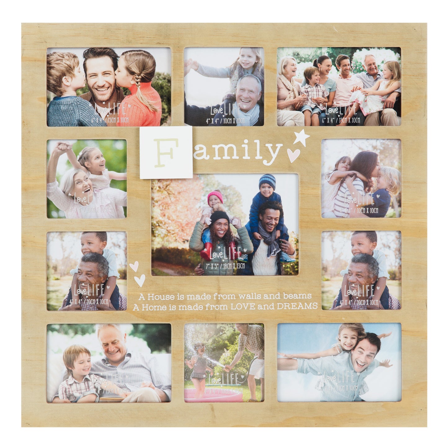 Family Woodgrain Aperture Photo Frame