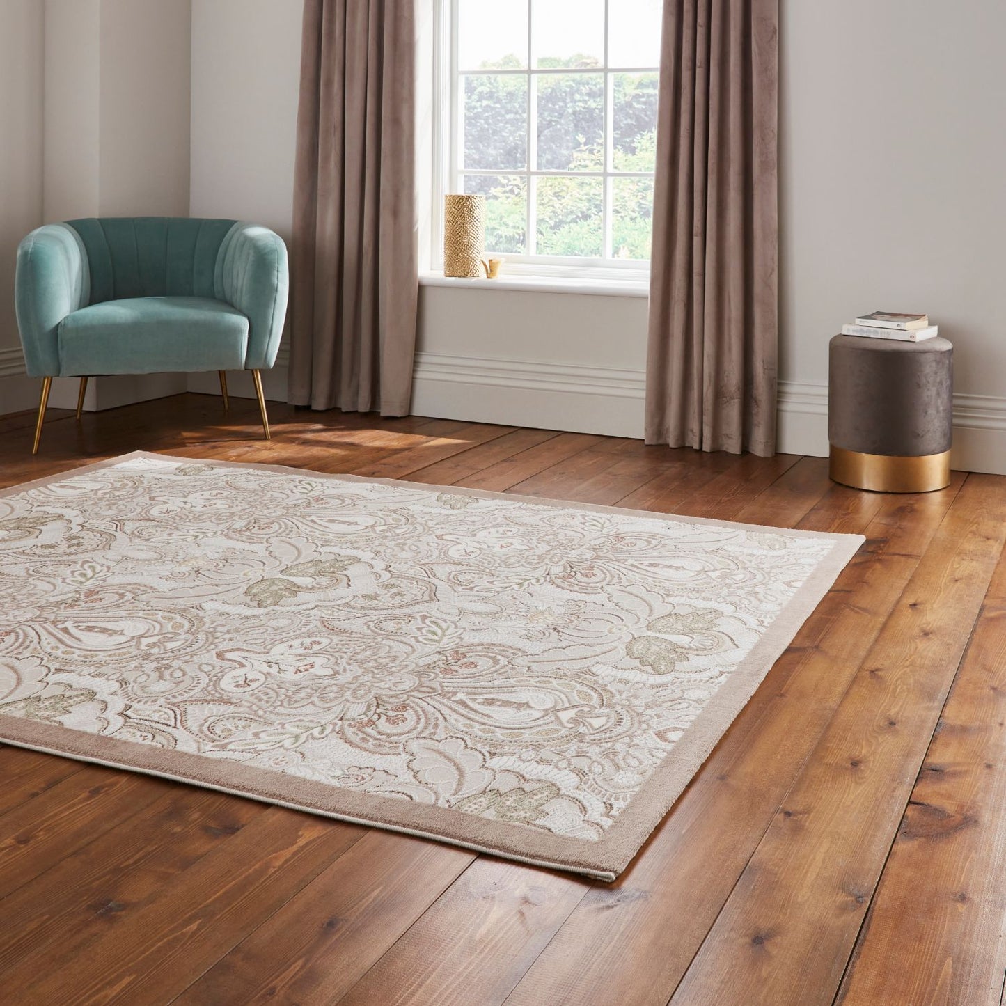 Laurence Llewelyn-Bowen Damask Bronze Rug