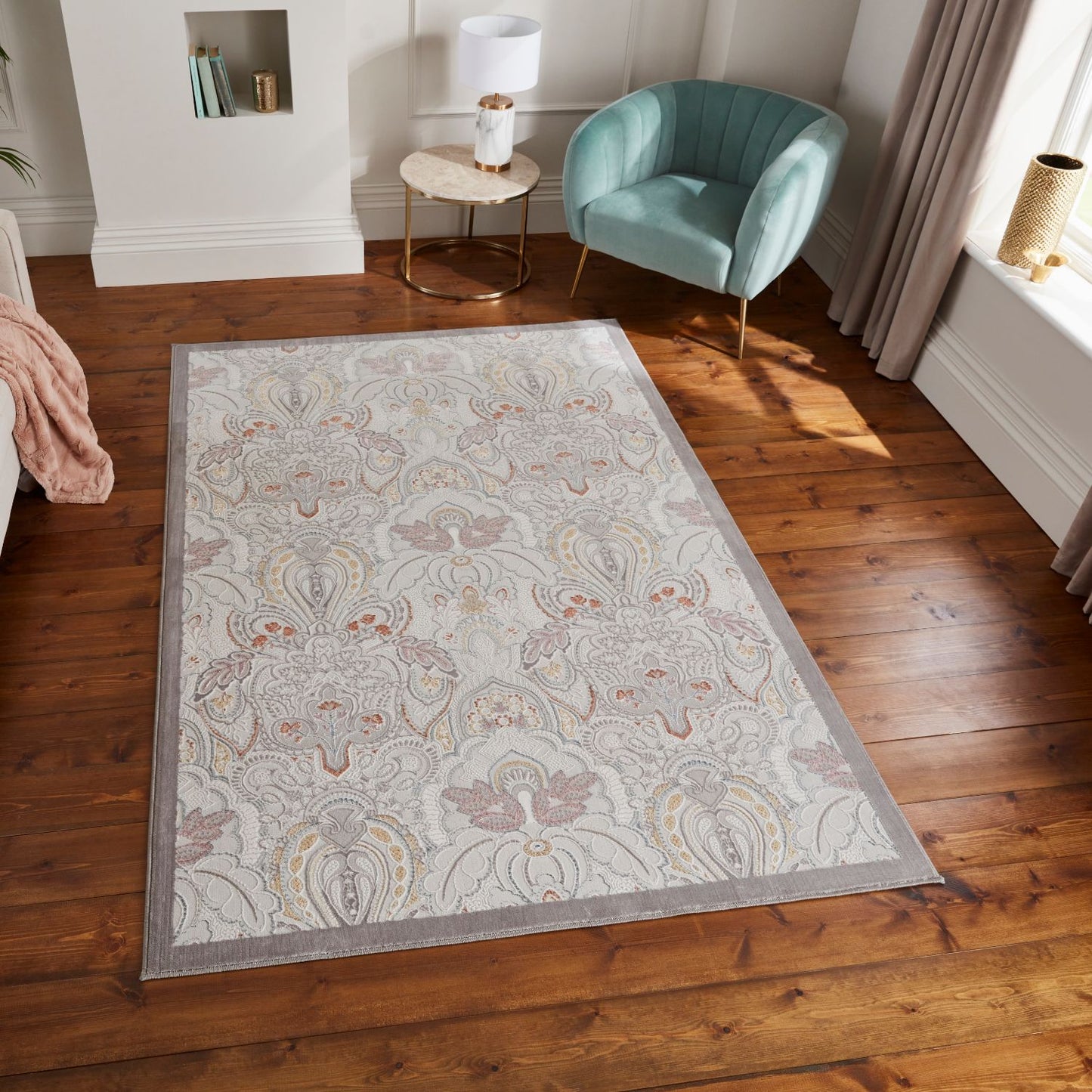 Laurence Llewelyn-Bowen Damask Pearl Rug