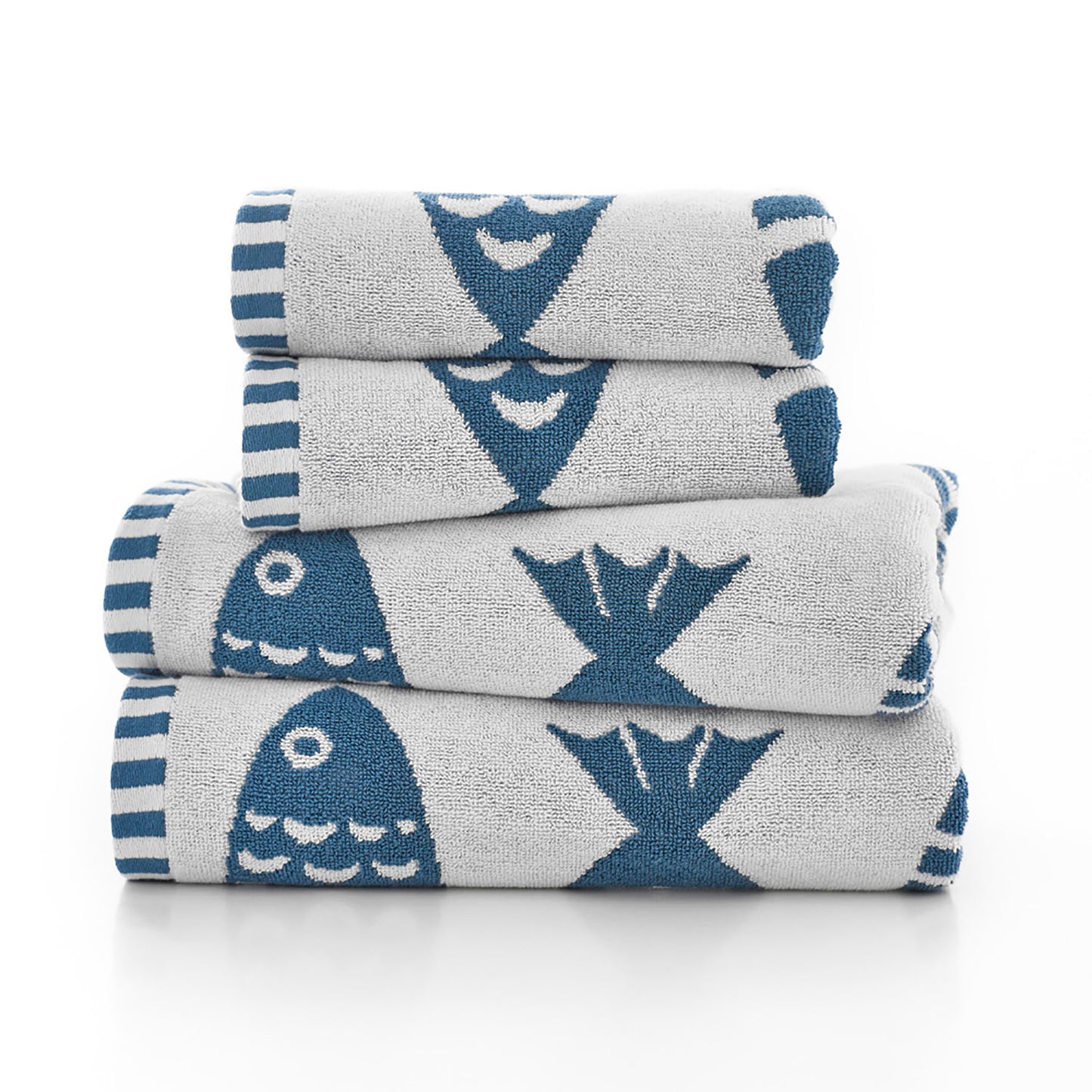 Lobster Creek White and Blue Big Fish Towels