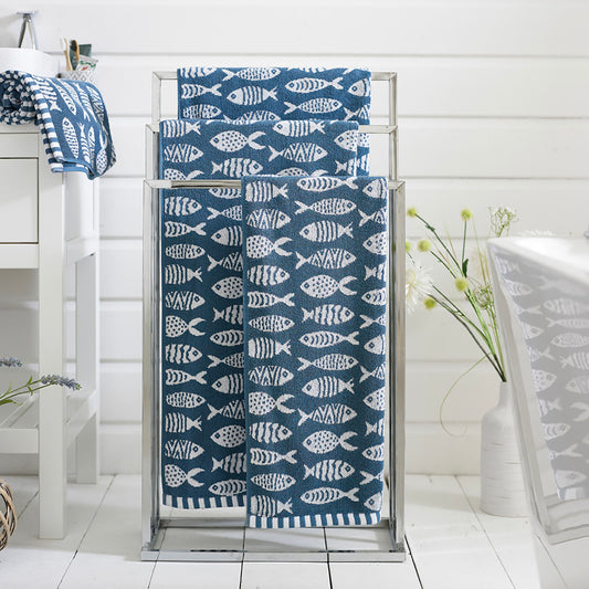 Lobster Creek Small Fish Blue/White Towels