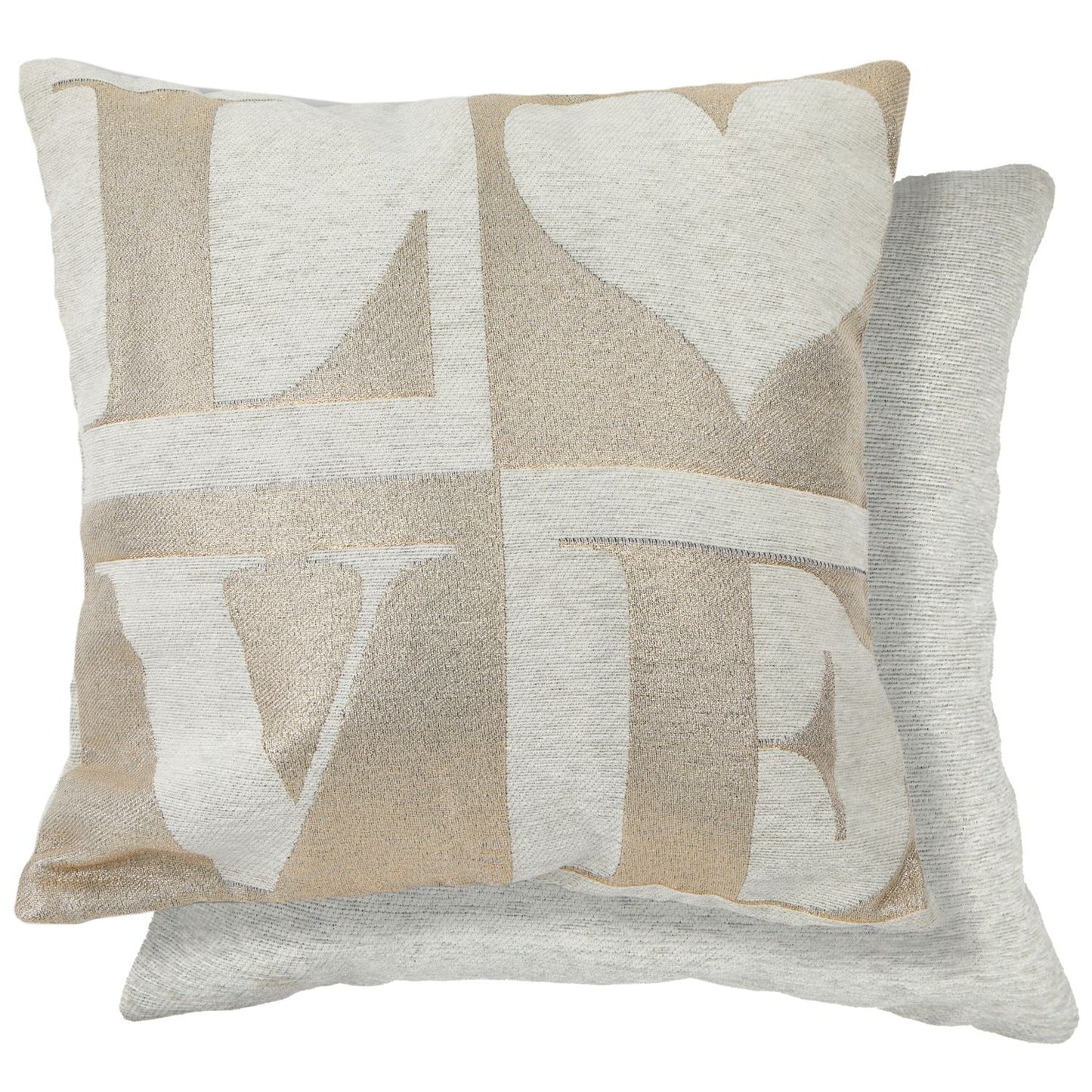 Amor Love Natural Cushion Covers Pair (43cm x 43cm)