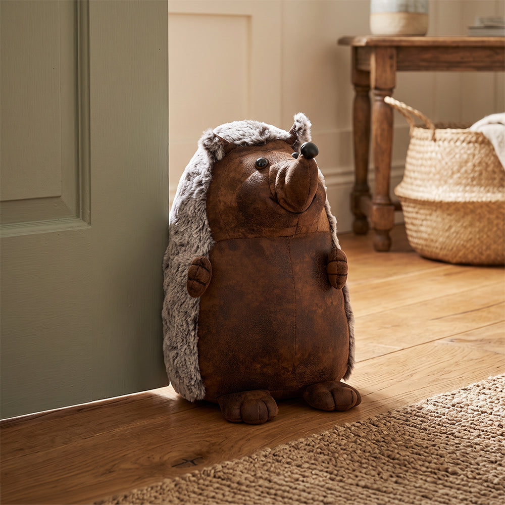 Hedgehog Faux Leather Novelty Doorstop