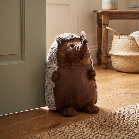 Hedgehog Faux Leather Novelty Doorstop