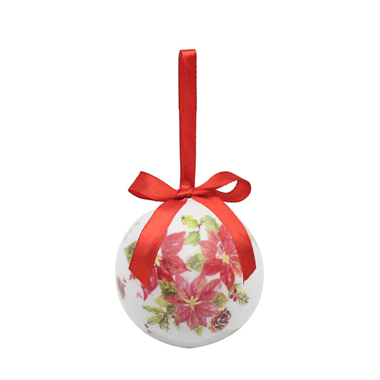 Poinsettia Red Christmas Baubles (Set of 6)