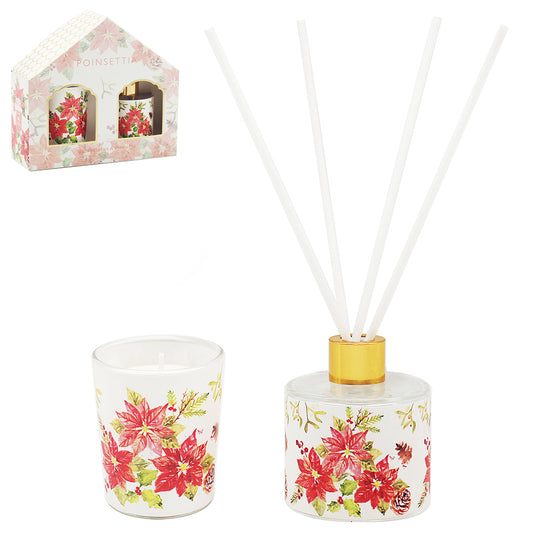 Poinsettia Diffuser And Candle Set