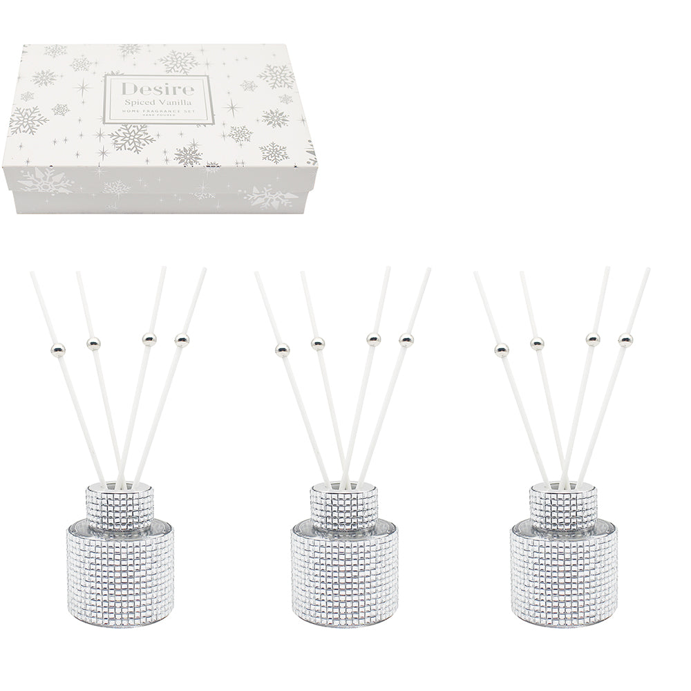 Desire Silver Diamante Vanilla Spice 50ml Diffusers (3 pack)